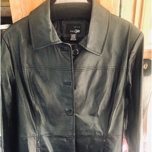 Beautiful East 5th Hip length‎ Black Leather Jacket XL
